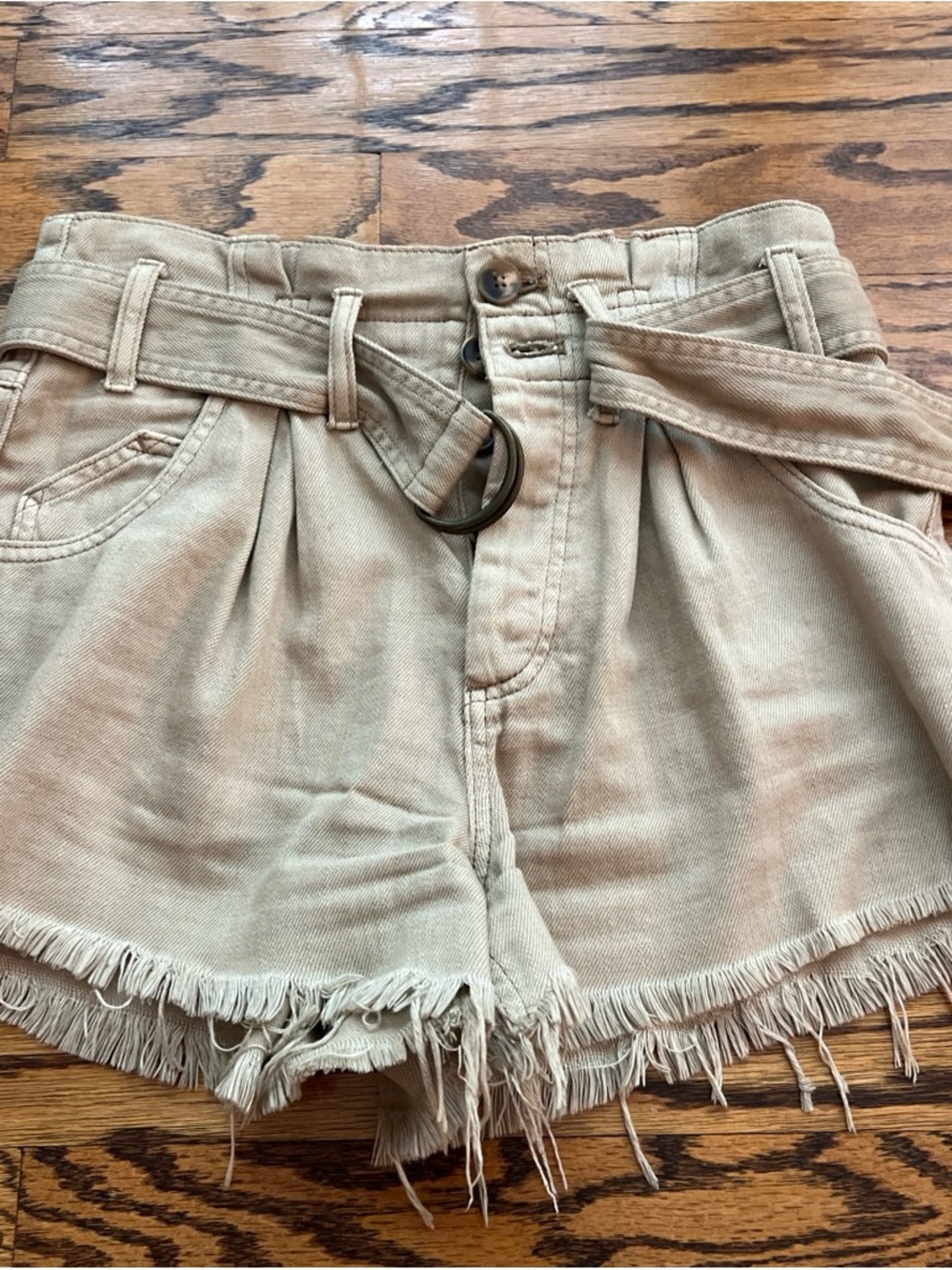 We The Free Frayed Hem Tan Jean Shorts